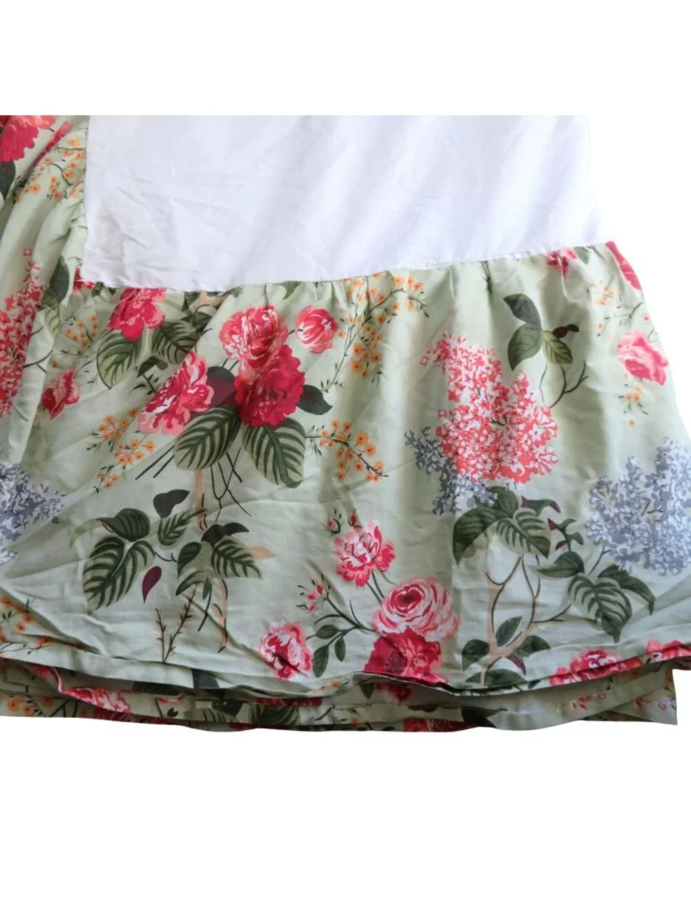 Vintage Floral Queen Size Bed Skirt 14.5